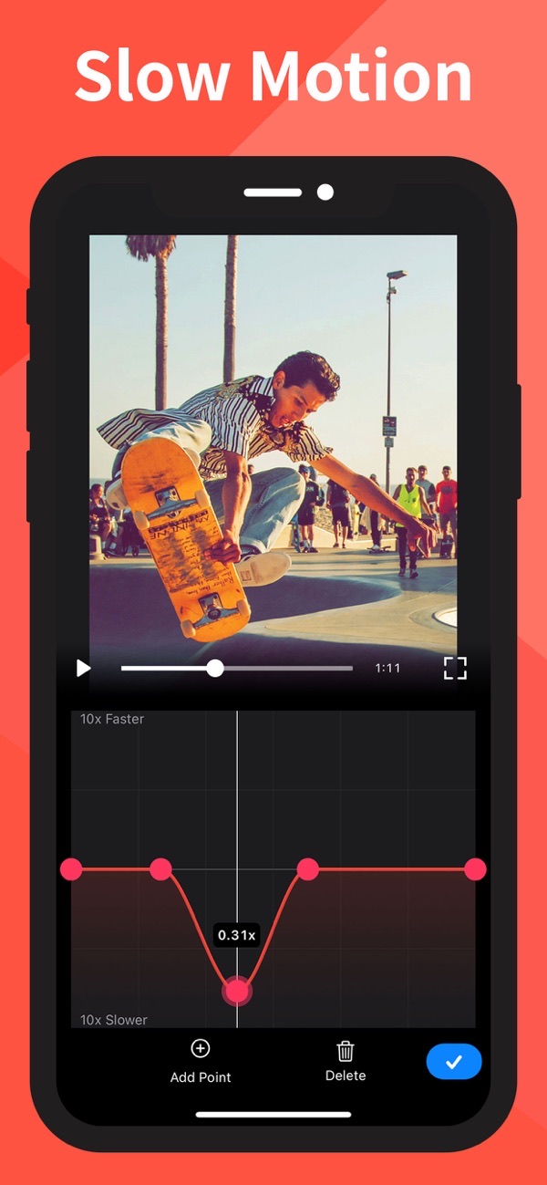 Slow-Fast Motion screenshot: slowing a section right down on the speed graph